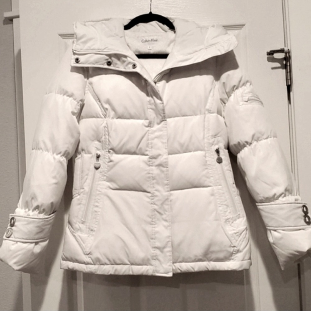 Calvin Klein White Down Puffer Coat Jacket